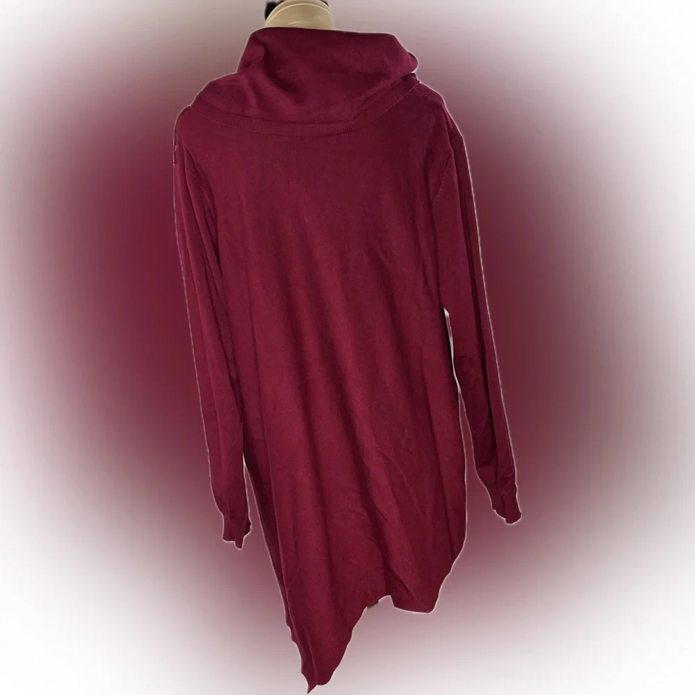 Lee Burgundy Women's Sweater with Fringe Detail, Size 1X - Picture 4 of 11